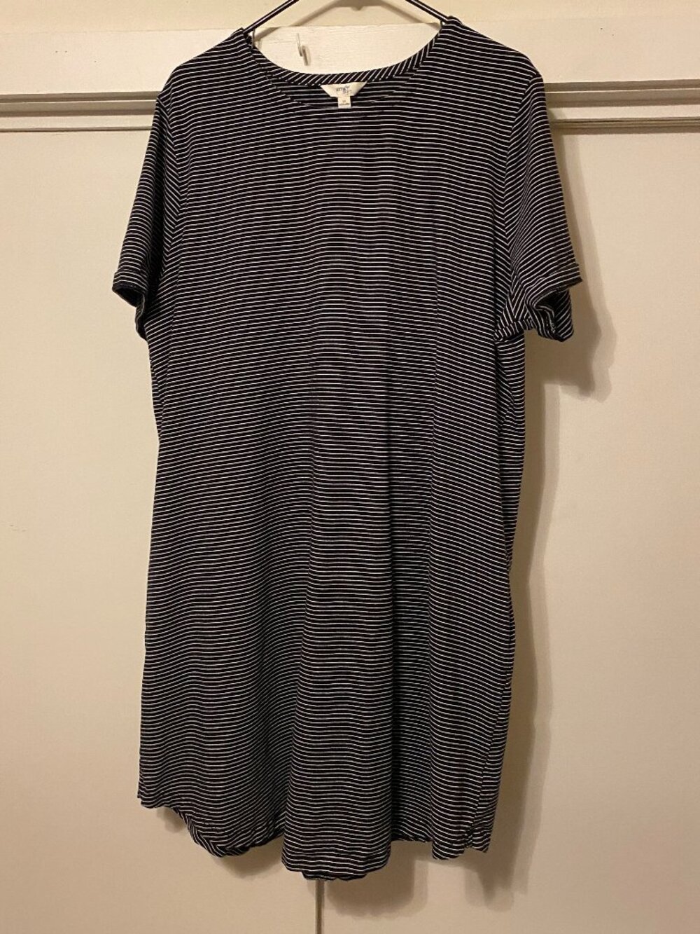 Terra & Sky, black & white stripe, T-shirt dress w/POCKETS, size 1X